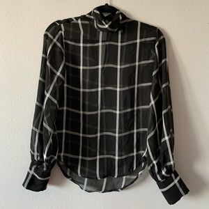 Sheer Plaid Turtleneck
